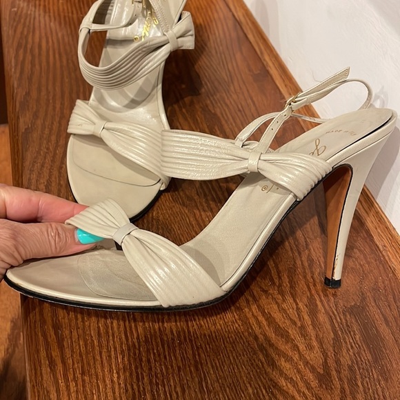 Women’s leather strap sling back heel sandals GAROLINI MADE IN ITALY neutral 10M - Picture 2 of 13